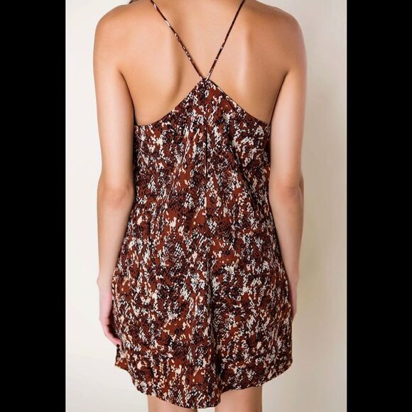 RUST ANIMAL PRINT DRAPED FRONT DRESS - Picture 3 of 9